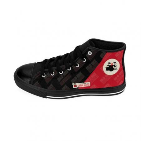 Red and Black Drummers Solid Rock Drumming High-top Sneakers