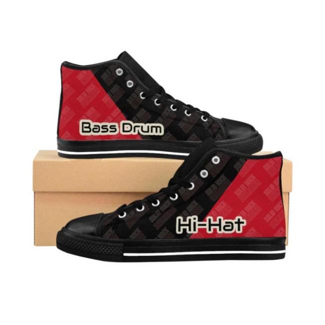 l and R Red and Black Drummers Solid Rock Drumming High-top Sneakers