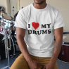 I Love My Drums Drummers Short Sleeve Tee