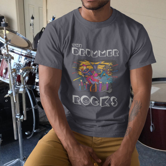 The Drummer Rocks Drummers Short Sleeve Tee