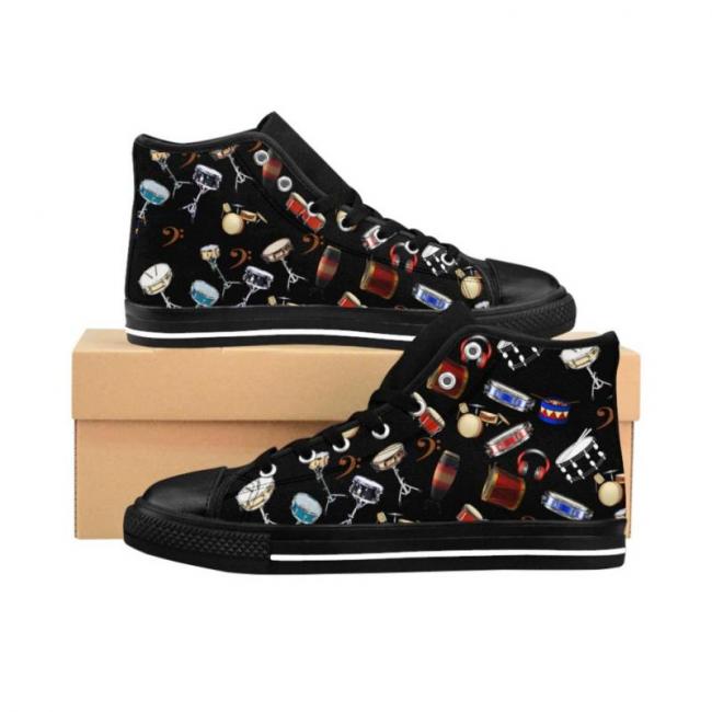 Snare Drum Pattern Black High-top Sneakers