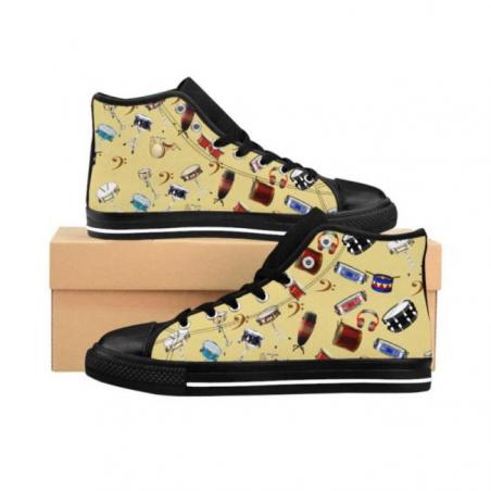 Snare Drum Pattern Cream High-top Sneakers