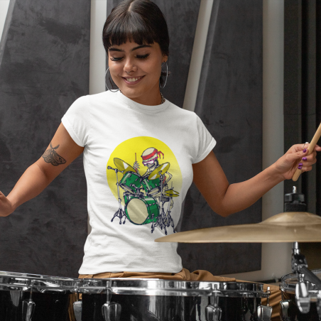 Halloween Skeleton Drummer Short Sleeve Tee