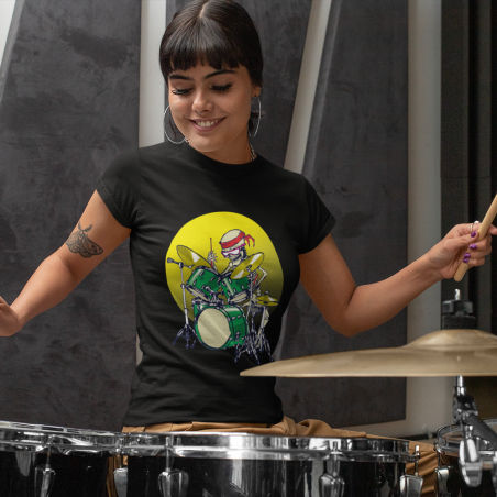 Halloween Skeleton Drummer Short Sleeve Tee