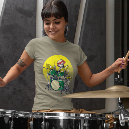 Halloween Skeleton Drummer Short Sleeve Tee